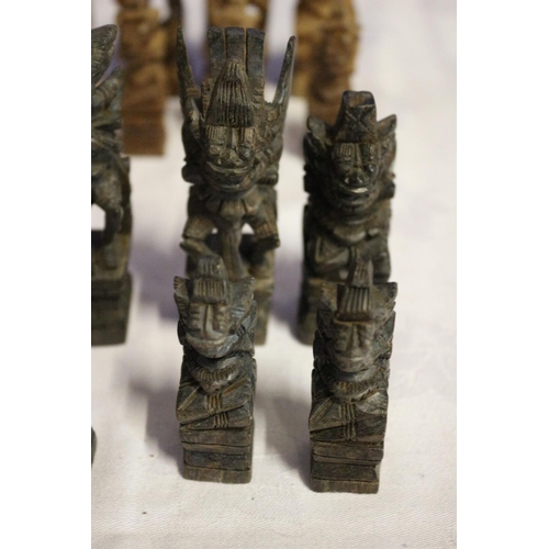 300 - Almost Complete Oriental Deity Hand Carved Chess Set