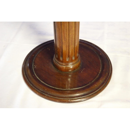 301 - Columned Light Wood Plant Stand with Octagonal Top and Felt Inlaid