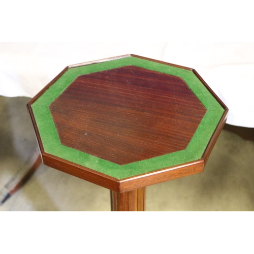 301 - Columned Light Wood Plant Stand with Octagonal Top and Felt Inlaid