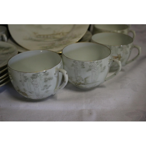 303 - 18 Piece Japanese Fine China Tea Set with 6 x Sandwich Plates, 6 x Saucers and 6 x Cups`