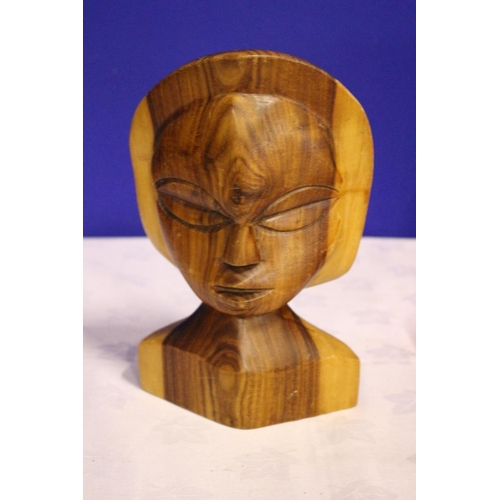 306 - Wood Two Tone Hand Carved Sculpture