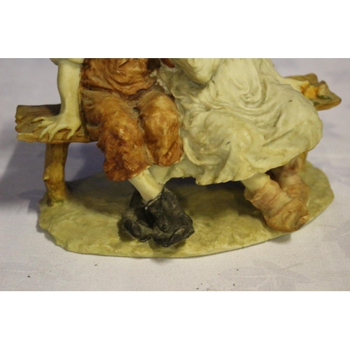 308 - Vintage Pottery Piece of two Children Seated on a Bench