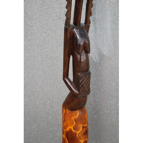 309 - Stunning Piece - African Life Size Vintage Tribal Fertility Woman Carving Made From a Single Piece o... 