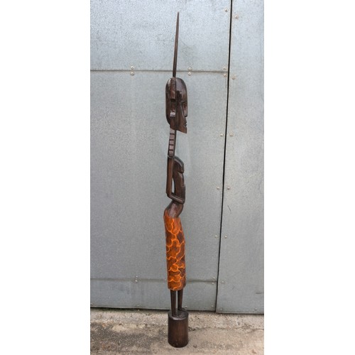 309 - Stunning Piece - African Life Size Vintage Tribal Fertility Woman Carving Made From a Single Piece o... 