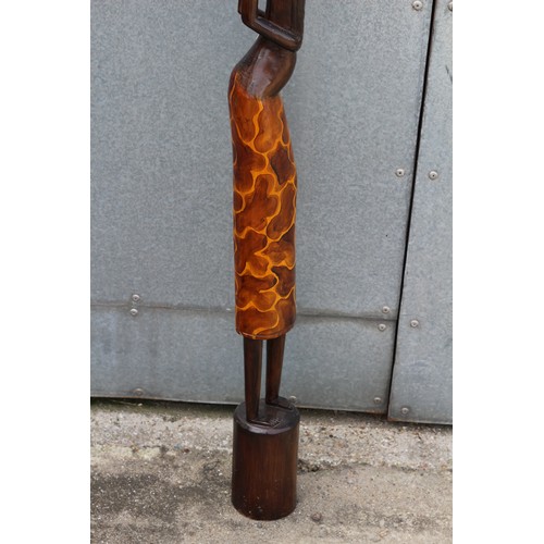 309 - Stunning Piece - African Life Size Vintage Tribal Fertility Woman Carving Made From a Single Piece o... 