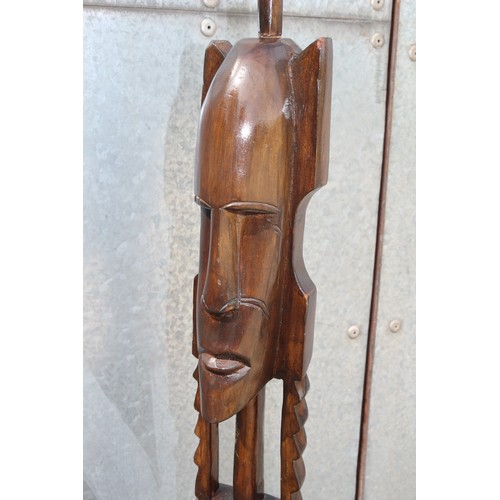 309 - Stunning Piece - African Life Size Vintage Tribal Fertility Woman Carving Made From a Single Piece o... 