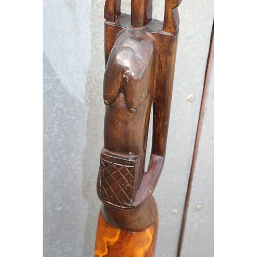 309 - Stunning Piece - African Life Size Vintage Tribal Fertility Woman Carving Made From a Single Piece o... 