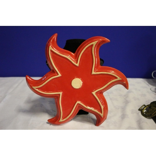 311 - Pottery Star Fish Styled Plate and a Cow Design Milk Pourer