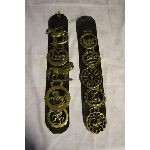 312 - Two Sets of Leather Straps with Vintage Collectable Brass Attachments