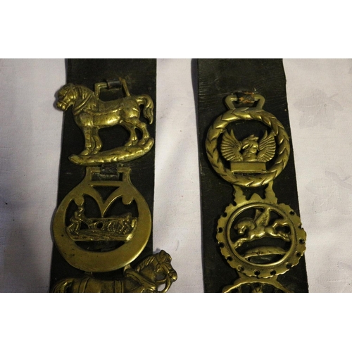 312 - Two Sets of Leather Straps with Vintage Collectable Brass Attachments