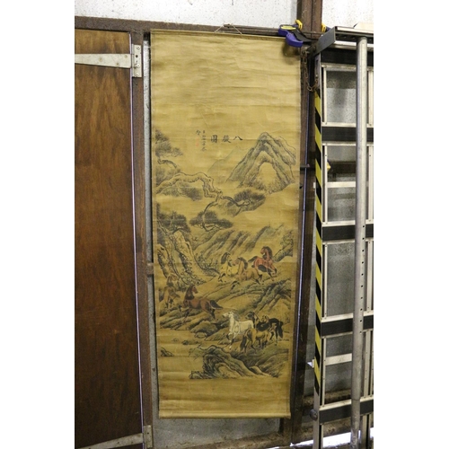 316 - Stunning Piece - Highly Collectable Antique Long Chinese Scroll Depicting 8 Horses - The Number 8 is... 