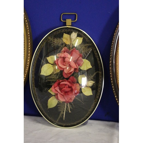 318 - Collection of 3 Dome Fronted Vintage Flower 3D Wall Plaques