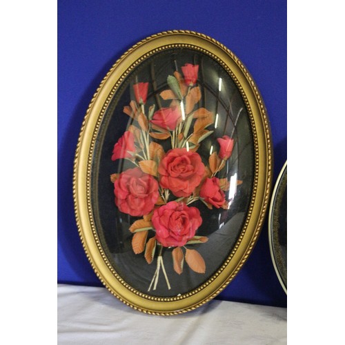318 - Collection of 3 Dome Fronted Vintage Flower 3D Wall Plaques