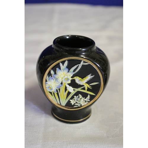 323 - One Art of Chokin Small Vase and a Stork Detailed Small Dish with Gold Inlayed