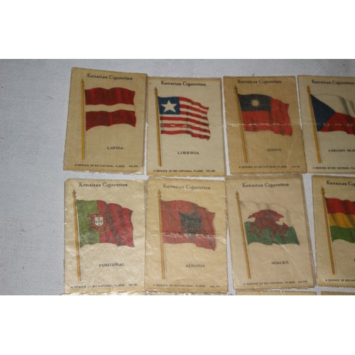 341 - Collection of 32 Kensitas Silk National Flags in Wax Paper Sleeves