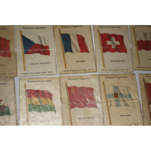 341 - Collection of 32 Kensitas Silk National Flags in Wax Paper Sleeves