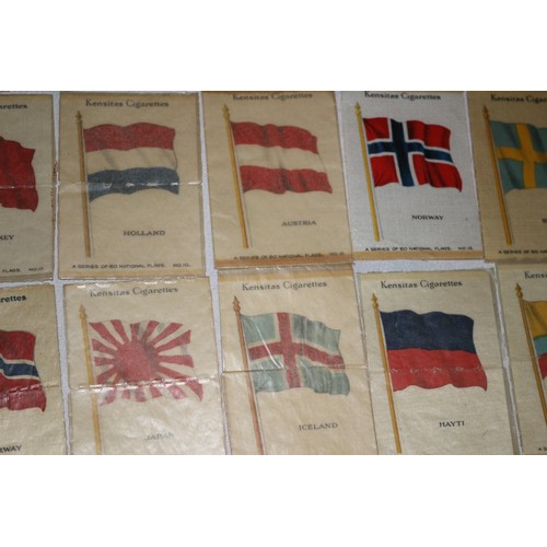 341 - Collection of 32 Kensitas Silk National Flags in Wax Paper Sleeves