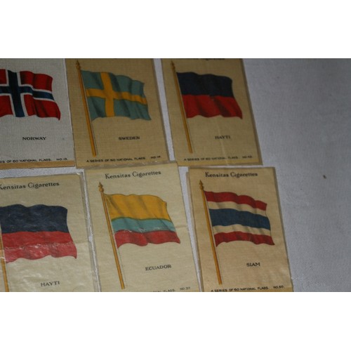 341 - Collection of 32 Kensitas Silk National Flags in Wax Paper Sleeves