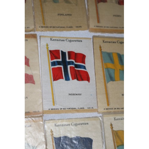 341 - Collection of 32 Kensitas Silk National Flags in Wax Paper Sleeves