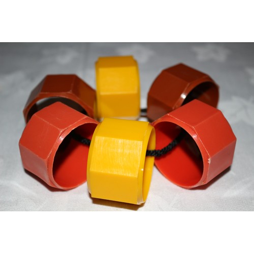 356 - Set of 6 Octagonal Design Vintage Plastic Napkin Rings