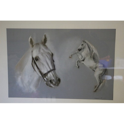 358 - Large and Heavy, 36in x 28in - Exhibited, Impressive Watercolour on Card Painting of a Rearing Horse... 