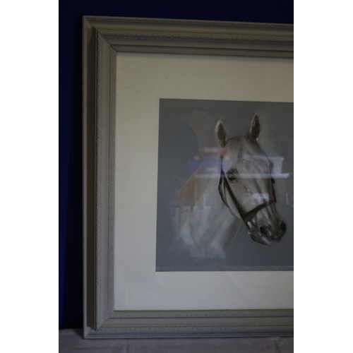 358 - Large and Heavy, 36in x 28in - Exhibited, Impressive Watercolour on Card Painting of a Rearing Horse... 