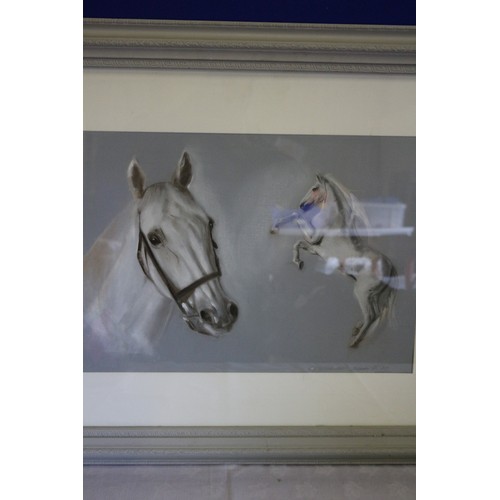 358 - Large and Heavy, 36in x 28in - Exhibited, Impressive Watercolour on Card Painting of a Rearing Horse... 