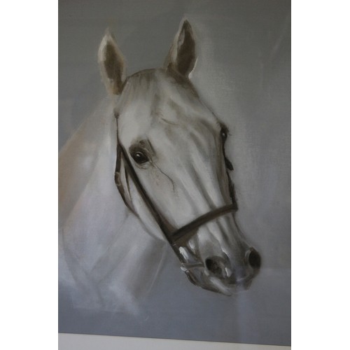 358 - Large and Heavy, 36in x 28in - Exhibited, Impressive Watercolour on Card Painting of a Rearing Horse... 