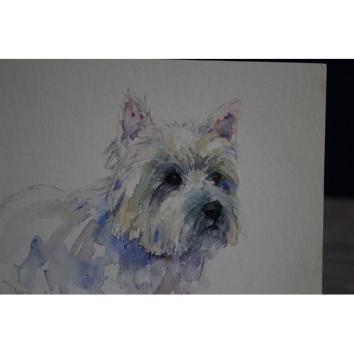 392 - Original Watercolour Painting of a Westie Dog Signed by the Artist Jayne Marie