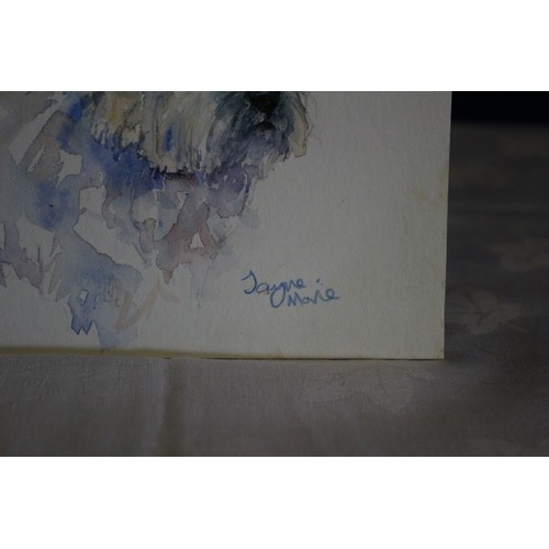 392 - Original Watercolour Painting of a Westie Dog Signed by the Artist Jayne Marie