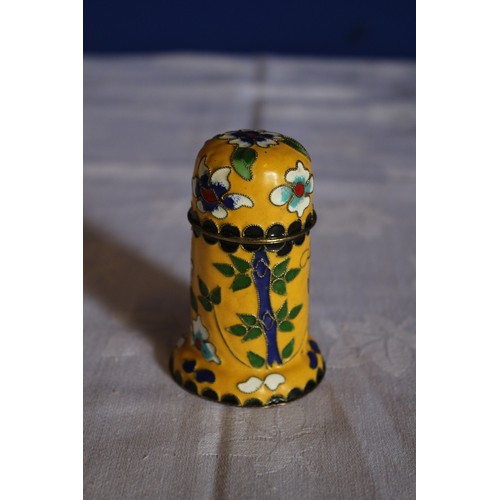 416 - Cute Cloisonne Toothpick Pot - Highly Decorated with Panda and Flowers