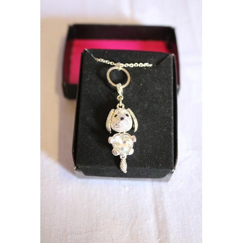 418 - Dog with Heart Pendant on Chain and Boxed