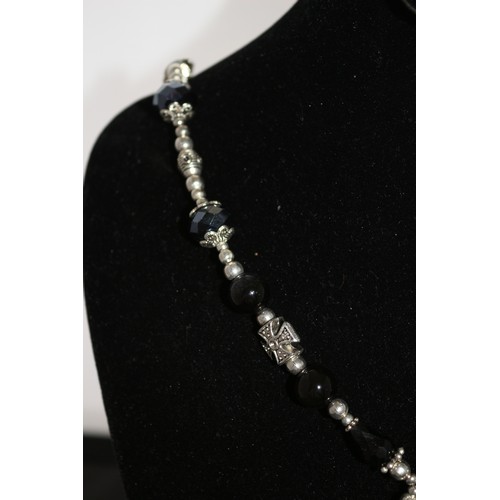 428 - A Black Jadeite Cross on Chain Necklace