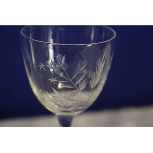 437 - Collection of 5 Sherry Glasses with Floral Etching