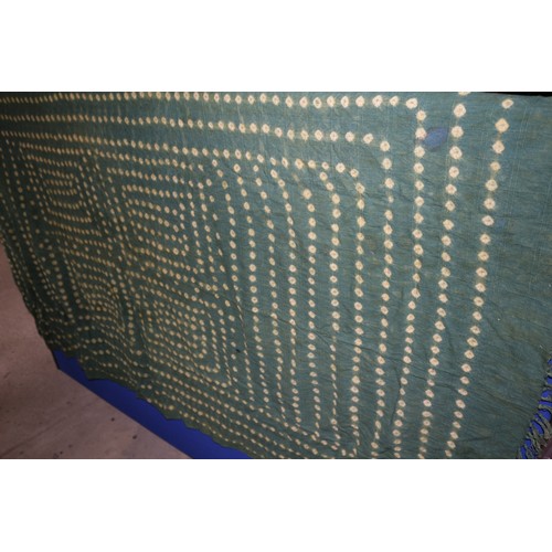 456 - Vintage 100% Cotton Habitat Throw in Green with Yellow Aboriginal Dot Design