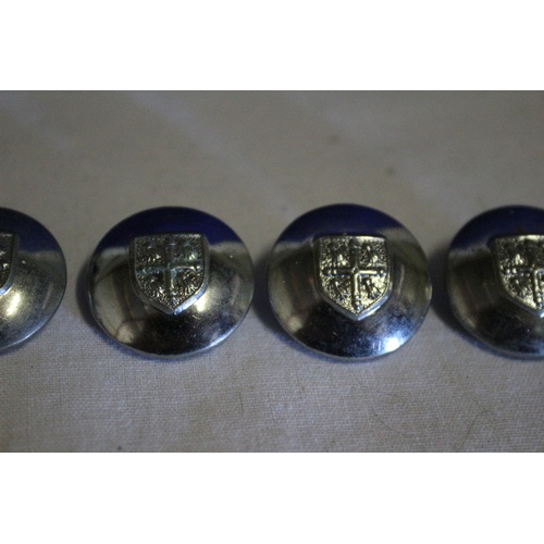 476 - Collection of 5 Silver Tone Vintage Buttons with Crest on the Front - Firmins of London