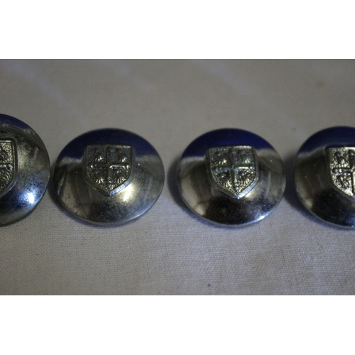 476 - Collection of 5 Silver Tone Vintage Buttons with Crest on the Front - Firmins of London