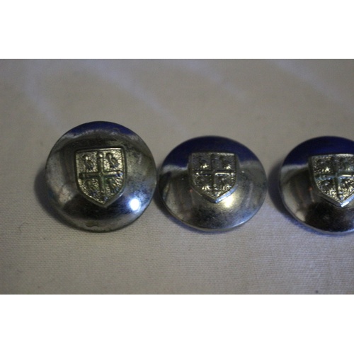 476 - Collection of 5 Silver Tone Vintage Buttons with Crest on the Front - Firmins of London