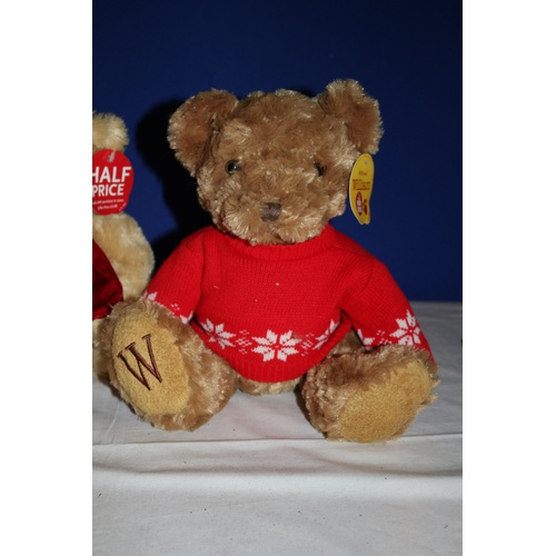 500 - Collection of 3 WH Smith Teddy Bears - Henry with Red Jumper, Henry with Blue Jumper and William