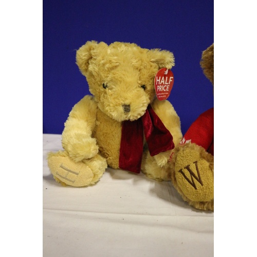 500 - Collection of 3 WH Smith Teddy Bears - Henry with Red Jumper, Henry with Blue Jumper and William