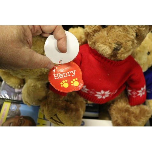 500 - Collection of 3 WH Smith Teddy Bears - Henry with Red Jumper, Henry with Blue Jumper and William