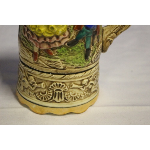 507 - Vintage German Musical Tankard with Pull Open Lid