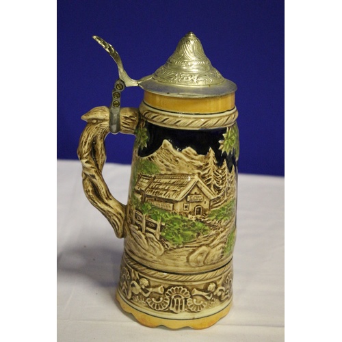 507 - Vintage German Musical Tankard with Pull Open Lid