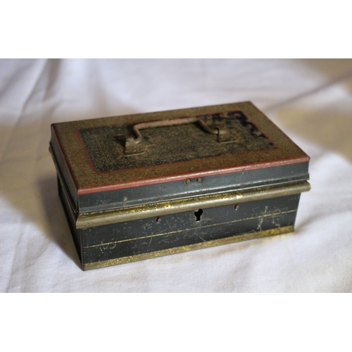 524 - 2 x Vintage Tins and an Old Metal Cash Box