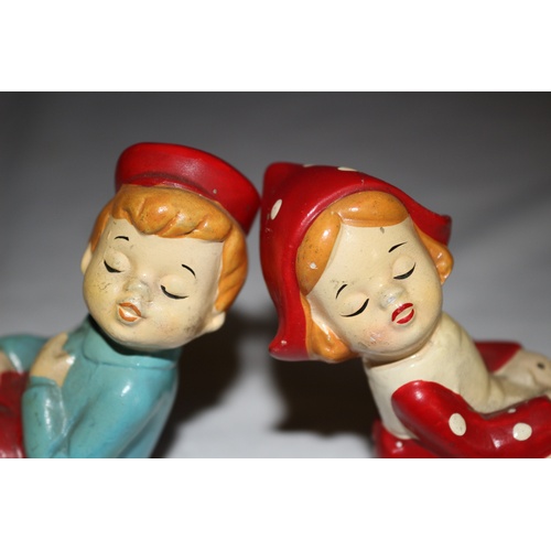 530 - Vintage Dutch Boy and Girl Window Ledge Seated Characters