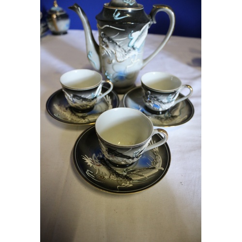 533 - Vintage Japanese Tea Pot and 3 Cups and Saucers