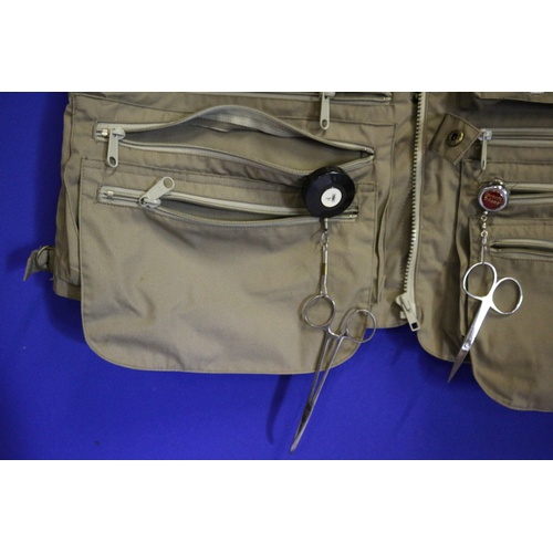 555 - Shakespear Cam-Fis by JW Fishing Gillet with a Couple of Tools and a Few Flys of Inner Card - Size L... 