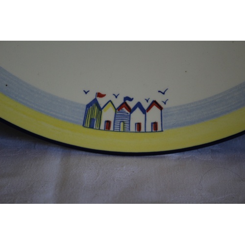 570 - Rare Large Poole Pottery Charger - Beach Huts Pattern