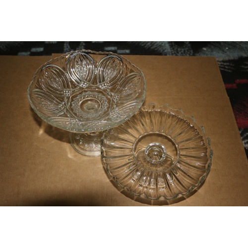 654 - Vintage Glass Tazza and Cake Stand