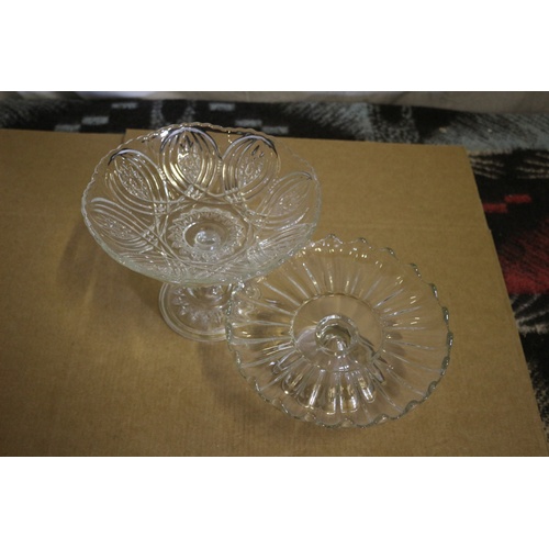 654 - Vintage Glass Tazza and Cake Stand